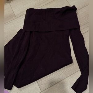 Aritzia Wilfred Off-Shoulder Ribbed Knit Dress XS – Italian Yarn (Burgundy)